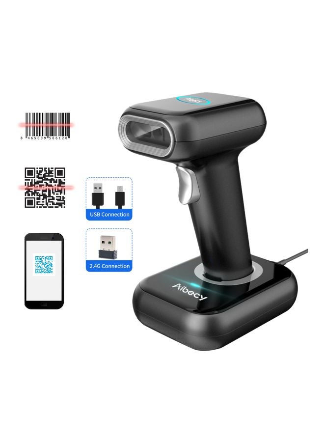Aibecy - Wireless High Speed Barcode Scanner Black - Image 1