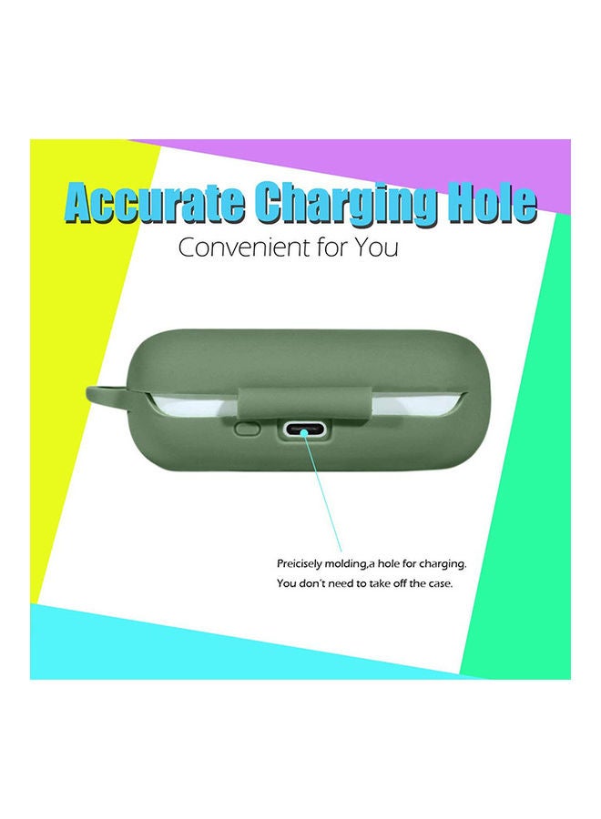 S-Color Full Protection  Protective Case For Huawei Freebuds 3i  With Carabiner Grass Green/Black/Silver - Image 3