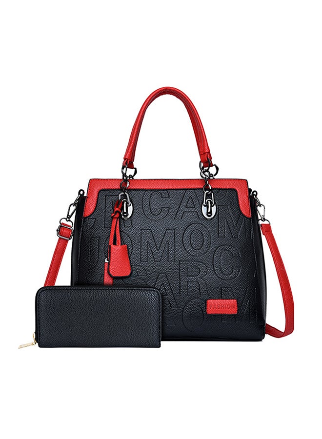 2 Piece Fashion Trend Large Capacity Composite Bag Set Black/Red  - Image 1