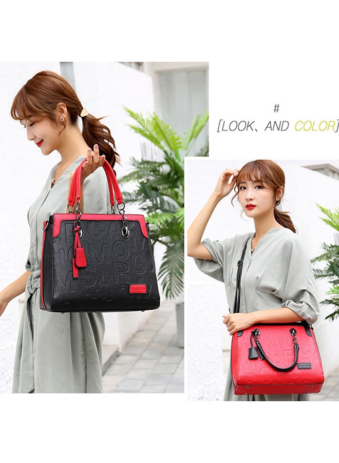 2 Piece Fashion Trend Large Capacity Composite Bag Set Black/Red  - Image 2