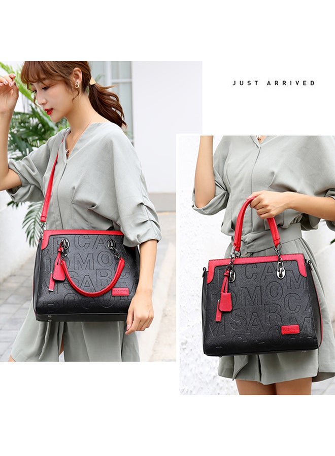 2 Piece Fashion Trend Large Capacity Composite Bag Set Black/Red  - Image 5