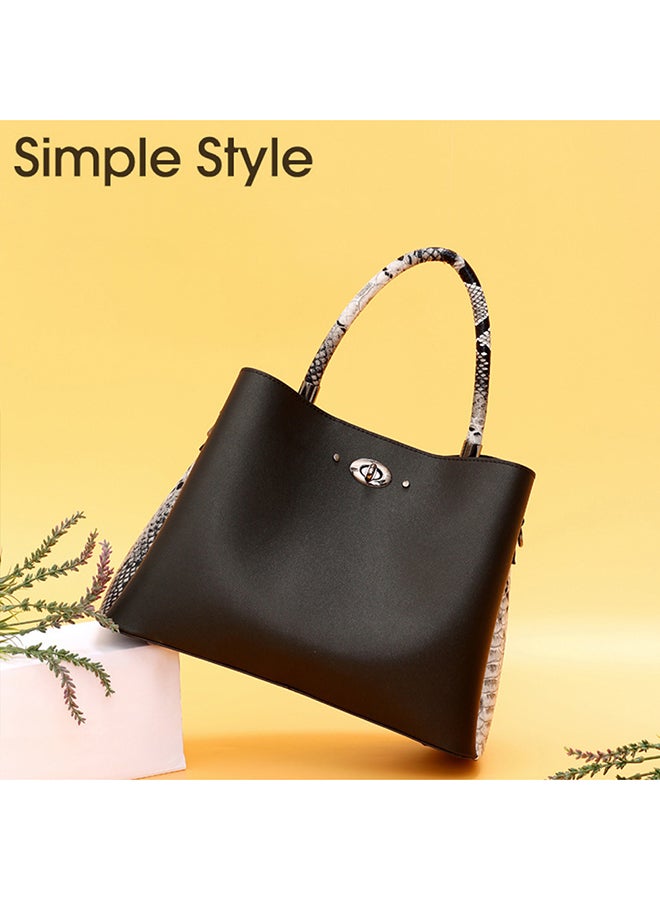2 Piece Snakeskin Pattern Handbag Set Black  - Image 4