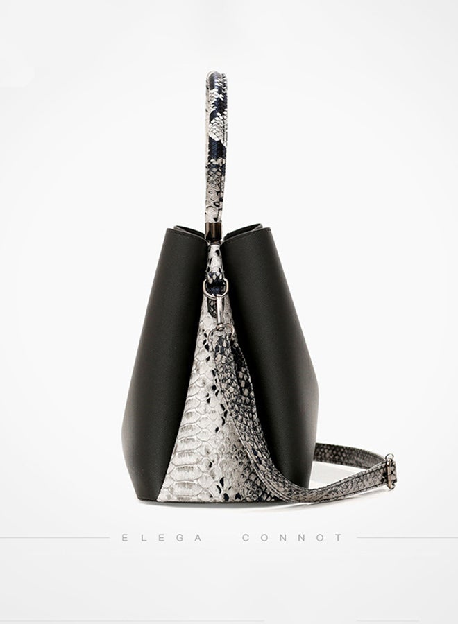 2 Piece Snakeskin Pattern Handbag Set Black  - Image 5