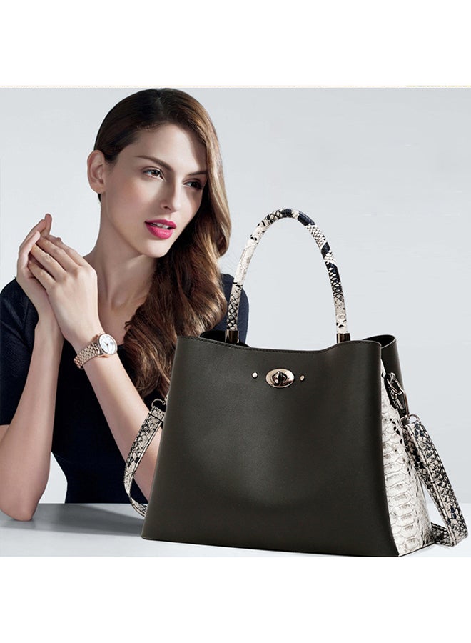 2 Piece Snakeskin Pattern Handbag Set Black  - Image 2
