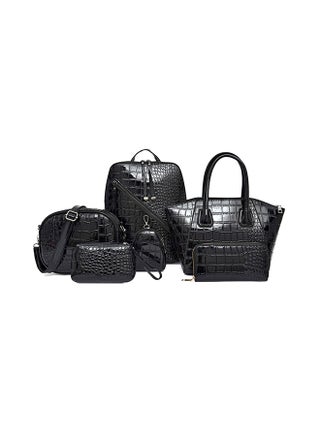 6 Piece Crocodile Pattern Composite Bag Set Black - v1606296568/N42606089A_1
