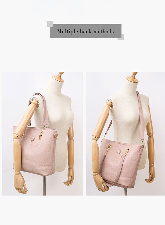 5 Piece Crocodile Skin Textured Composite Bag Set Pink  - Image 2