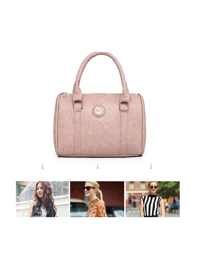 5 Piece Crocodile Skin Textured Composite Bag Set Pink  - Image 4