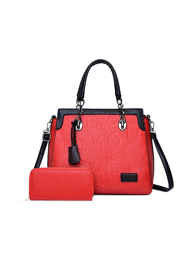 2 Piece Fashion Trend Large Capacity Shoulder Bag Red  - Image 1