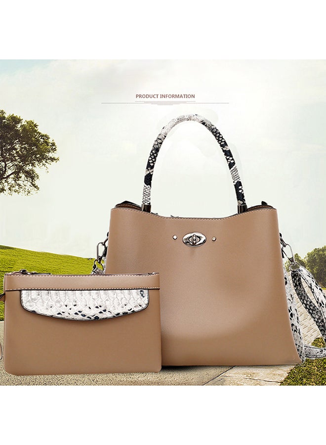 Generic - 2 Piece Snakeskin Pattern Shoulder Bag Khaki - Image 1