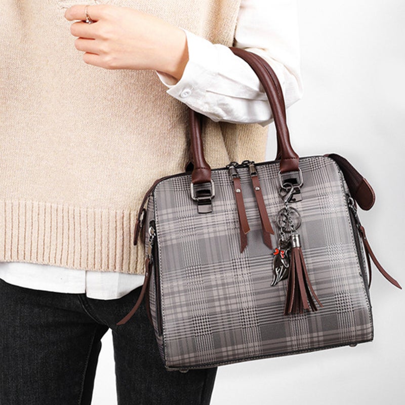 4 Piece Snake Pattern Composite Bag Set Grey/Brown  - Image 2
