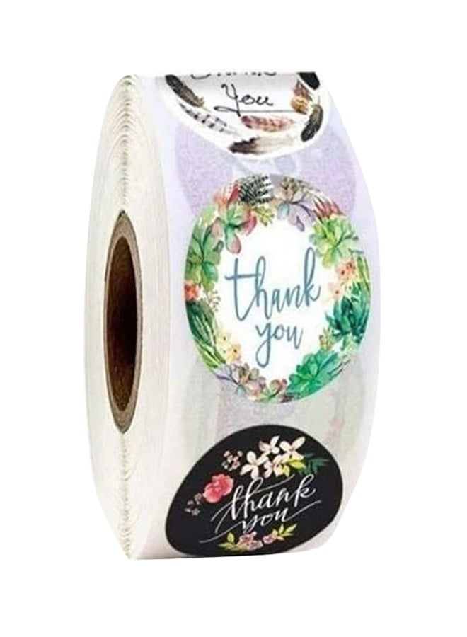 بريميفي رول ملصقات بعبارة "Thank You" من 500 قطعة متعدد الألوان - Image 1