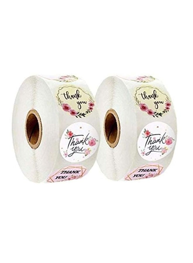 بريميفي بكرة ملصقات تحمل عبارة "Thank You" من قطعتين . أبيض - Image 1