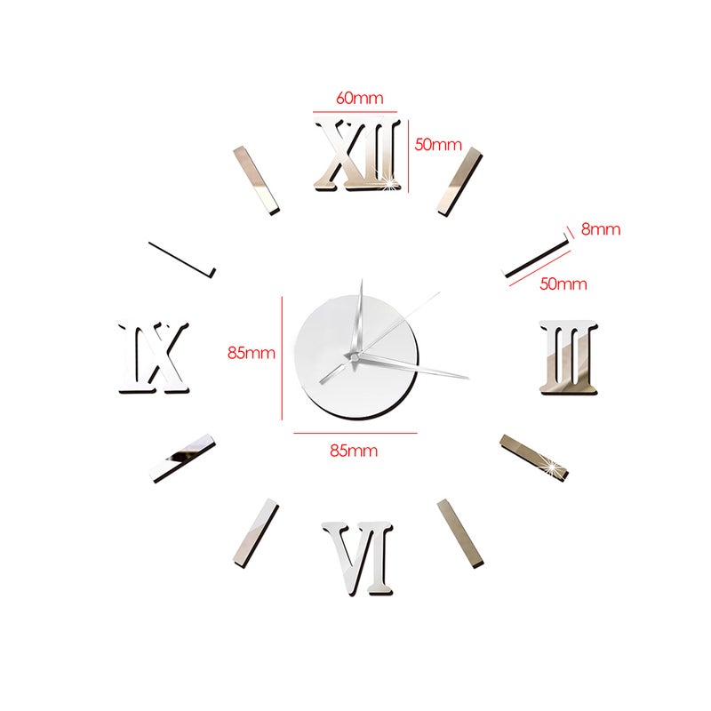 Generic - Large DIY Frameless 3D Mirror Wall Clock Stickers - Image 1
