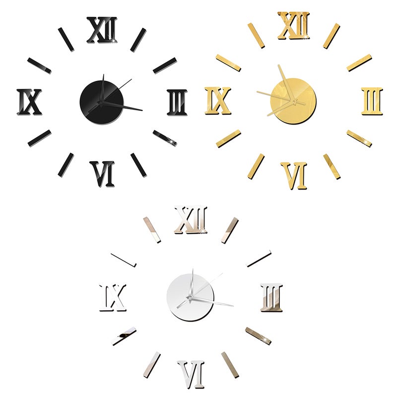 Generic - Large DIY Frameless 3D Mirror Wall Clock Stickers - Image 1