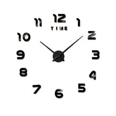 Large DIY Frameless 3D Mirror Wall Clock Stickers Black
