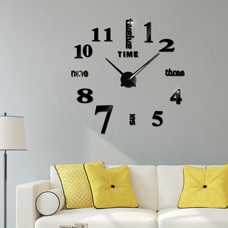 Generic - Large DIY Frameless 3D Mirror Wall Clock Stickers - Image 1