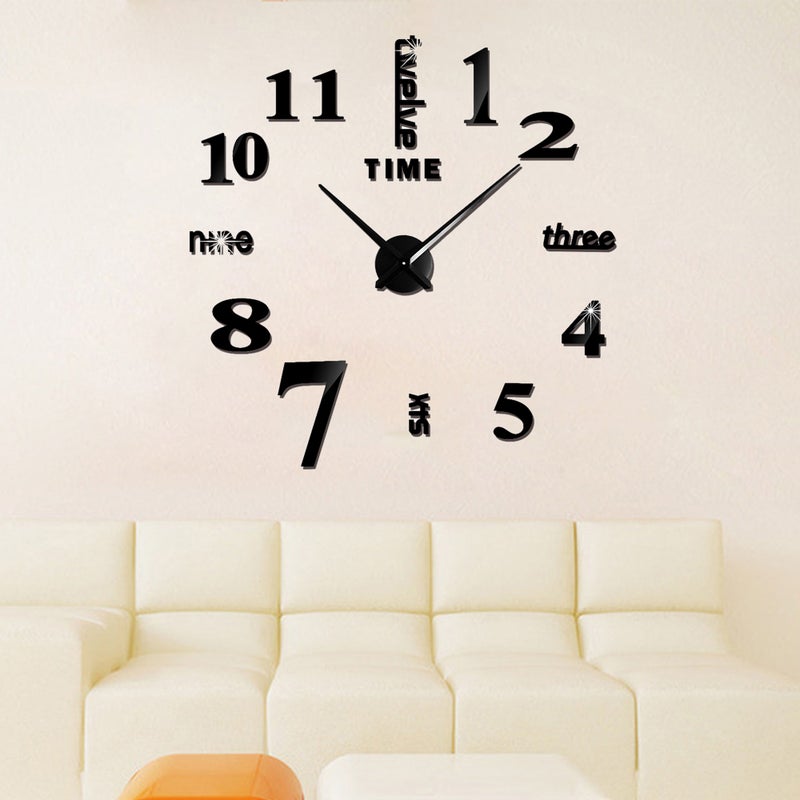 Generic - Large DIY Frameless 3D Mirror Wall Clock Stickers - Image 1