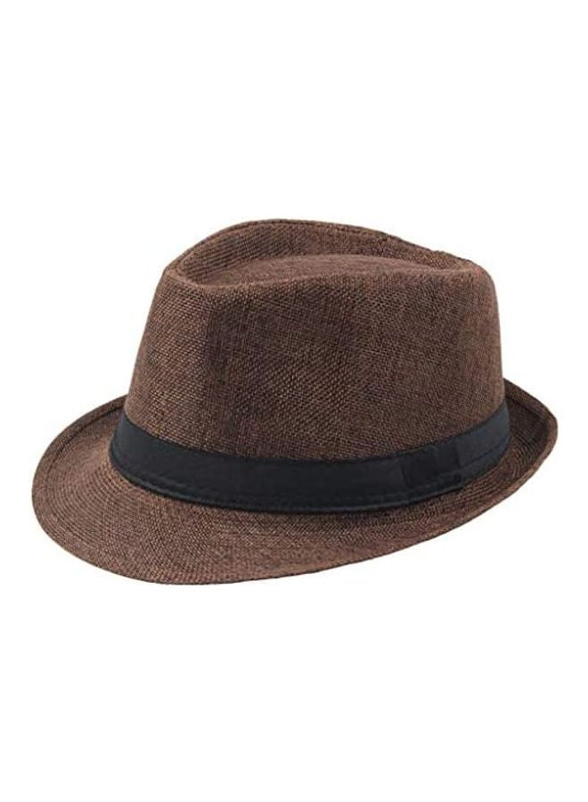 Generic Jazz Breathable Linen Top Outdoor Sun Curly Brim Straw Hat black  - Image 2