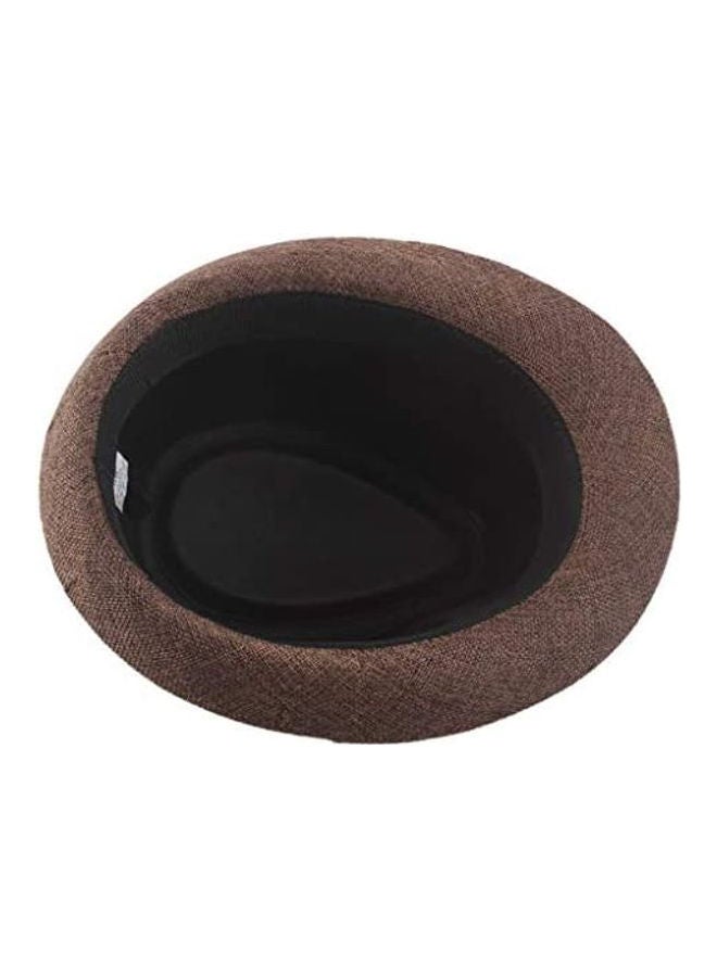 Generic Jazz Breathable Linen Top Outdoor Sun Curly Brim Straw Hat black  - Image 3