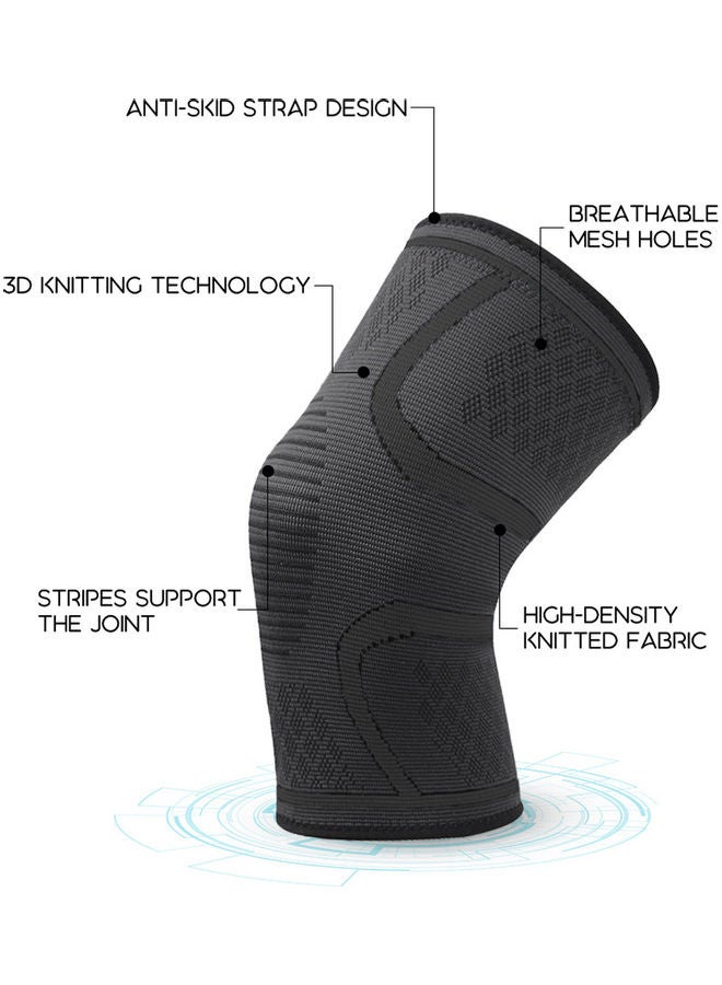 Generic 2PCS Men Women Compression Sleeve Knitted Fabric Joint Pain-Relief Football Knee Pad Brace XL 20*5*12cm  - Image 4