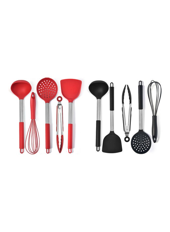 Kitchen Utensil Set, Silicone Heat-Resistant Kitchen Cooking Tools, 5pcs Kitchen Utensils, Whisk, Basting Brush, Slotted Turner, Large Spatula, Small Spatula Red 30.00*8.00*10.00cm - Image 4