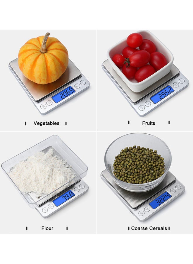 Generic - 1kg/0.1g Accurate Electrical Kitchen Scale,Coffee Scale Food Weight Postal Scales Multifunction Scale Measures in Grams for Cooking Baking silver 12.80*1.90*10.60cm - Image 1
