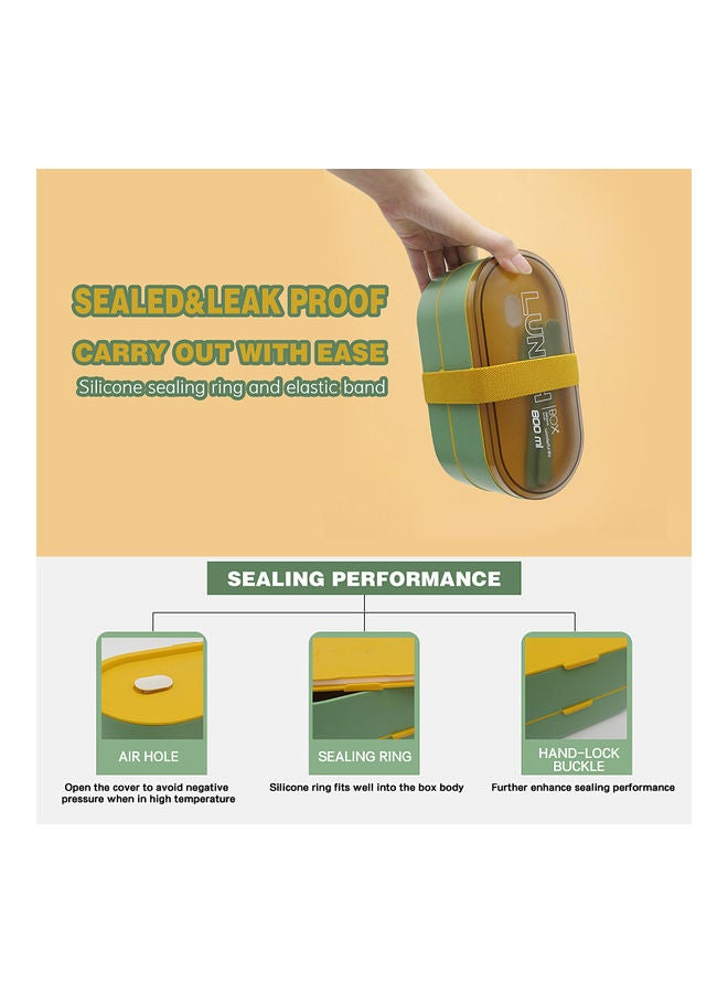 Portable Soup Cup with Double Layer Lunch Box Set Green/Yellow 30 x 11 x 12.50cm - Image 3