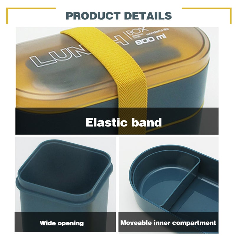 Portable Soup Cup with Double Layer Lunch Box Set Green/Yellow 30 x 11 x 12.50cm - Image 4