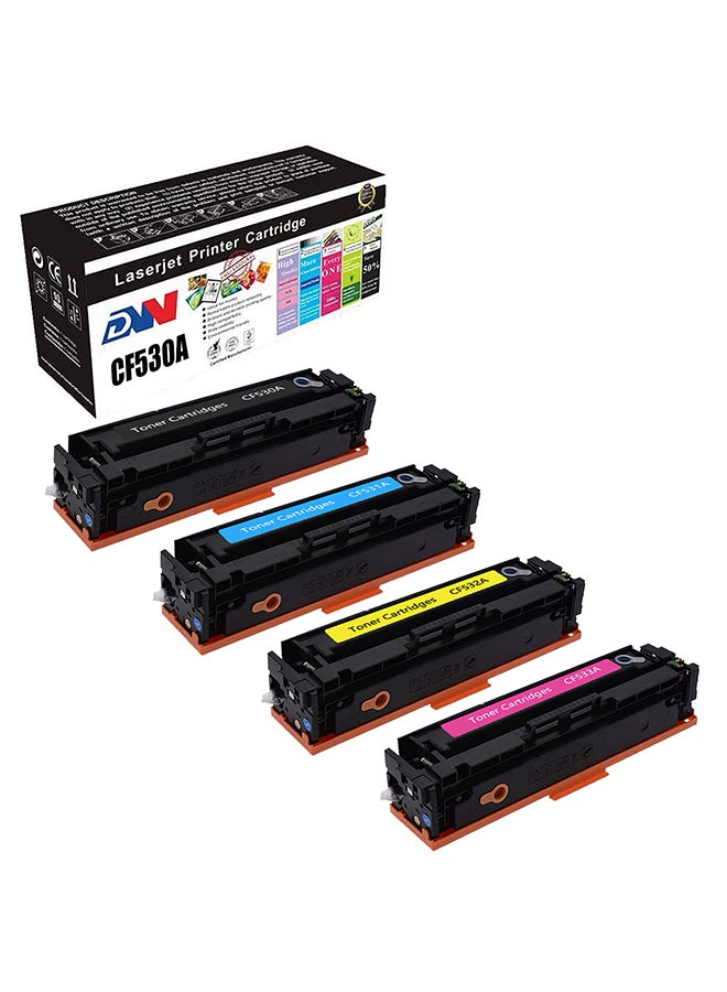 دي دبليو مجموعة خراطيش حبر بديلة لطابعة إتش بي 205A طراز CF530A من 4 قطع متعدد الألوان  - Image 1