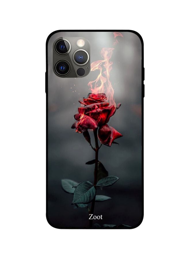 Zoot Burning Rose Printed Case Cover -for Apple iPhone 12 Pro Max Grey/Red/Green Grey/Red/Green - Image 1