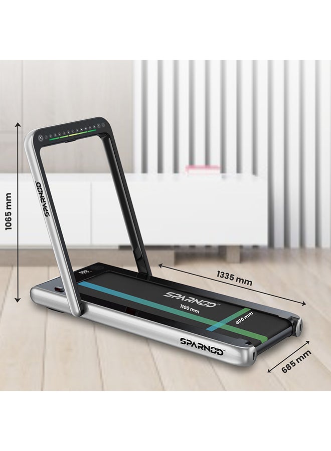 STH-3000 4 HP Peak 2-In-1 Foldable Treadmill With Under Desk Walking Pad for Home 124x68x107cm