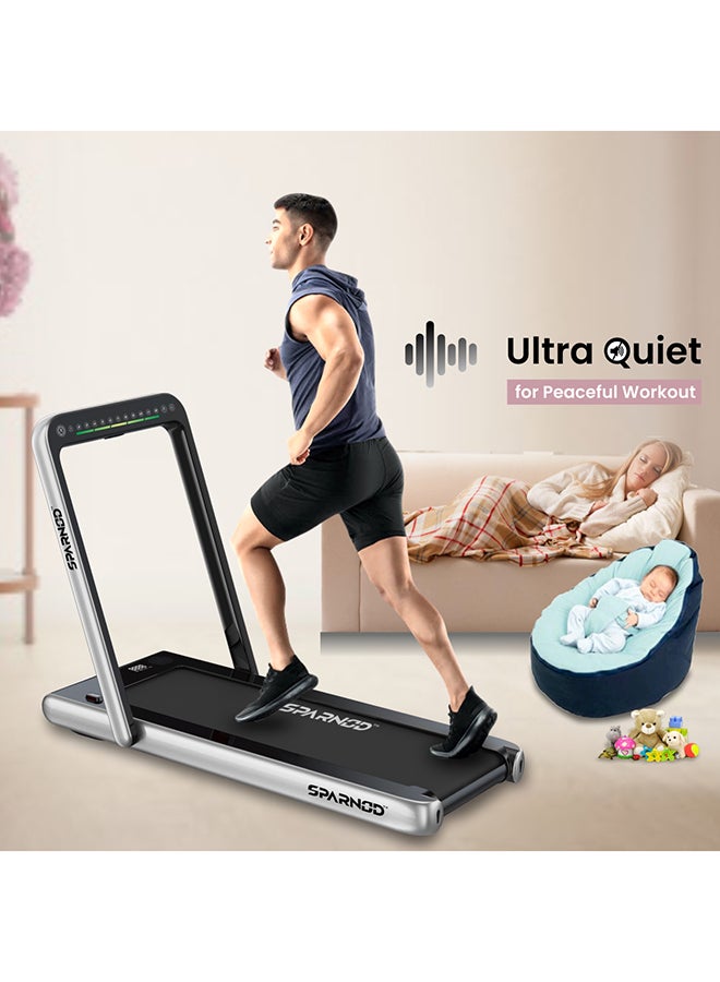 STH-3000 4 HP Peak 2-In-1 Foldable Treadmill With Under Desk Walking Pad for Home 124x68x107cm