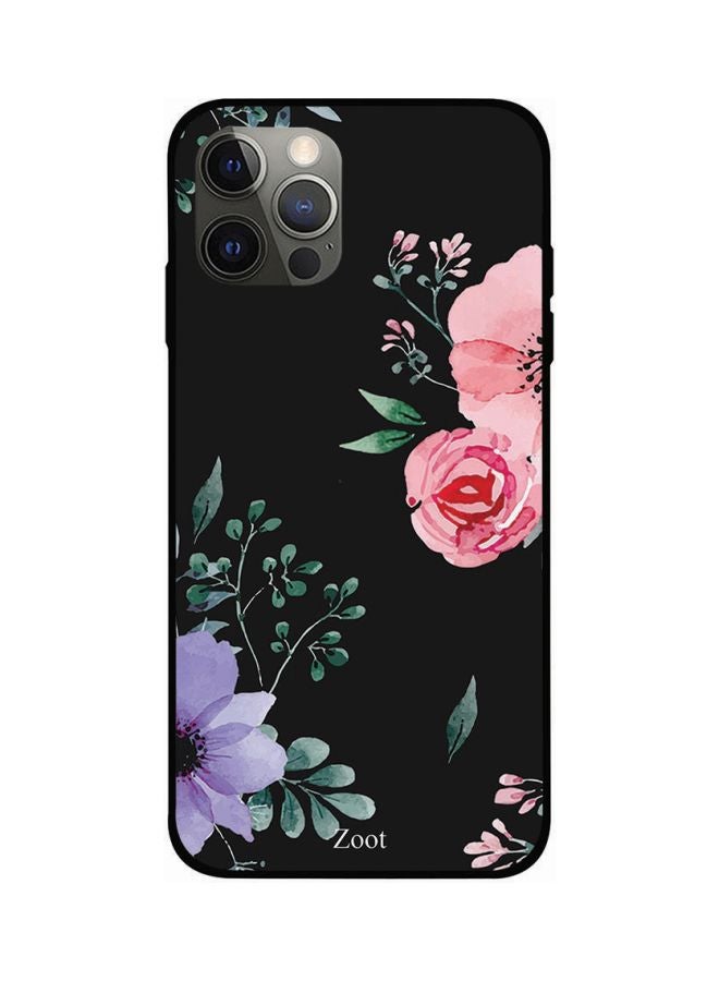 Zoot Flower Printed Case Cover -for Apple iPhone 12 Pro Black/Pink/Purple Black/Pink/Purple - Image 1
