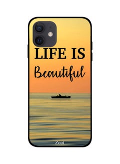 Life Is Beautiful Printed Case Cover -for Apple iPhone 12 Yellow/Blue/Black Yellow/Blue/Black