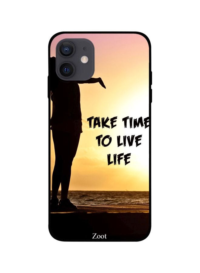 Zoot Take Time To Live Life Printed Case Cover -for Apple iPhone 12 Yellow/Brown/Black Yellow/Brown/Black - Image 1