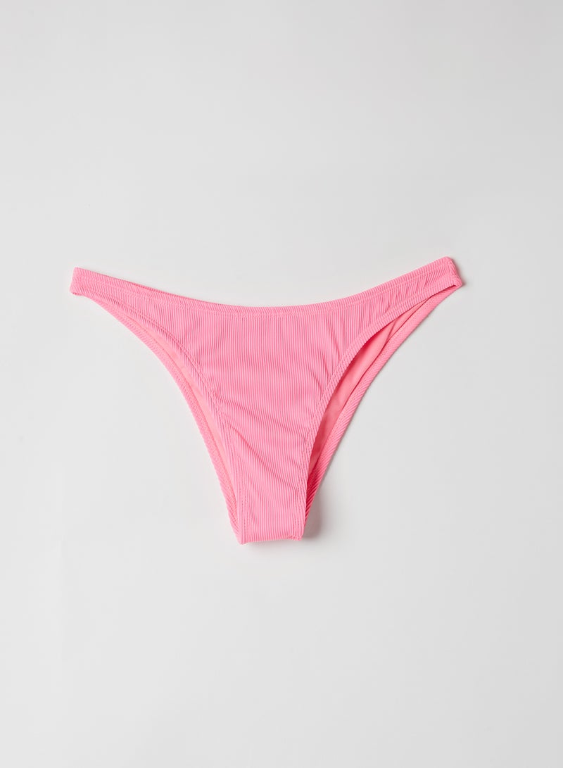 Ardene Rib High Waist Bikini Bottom Pink - Image 4