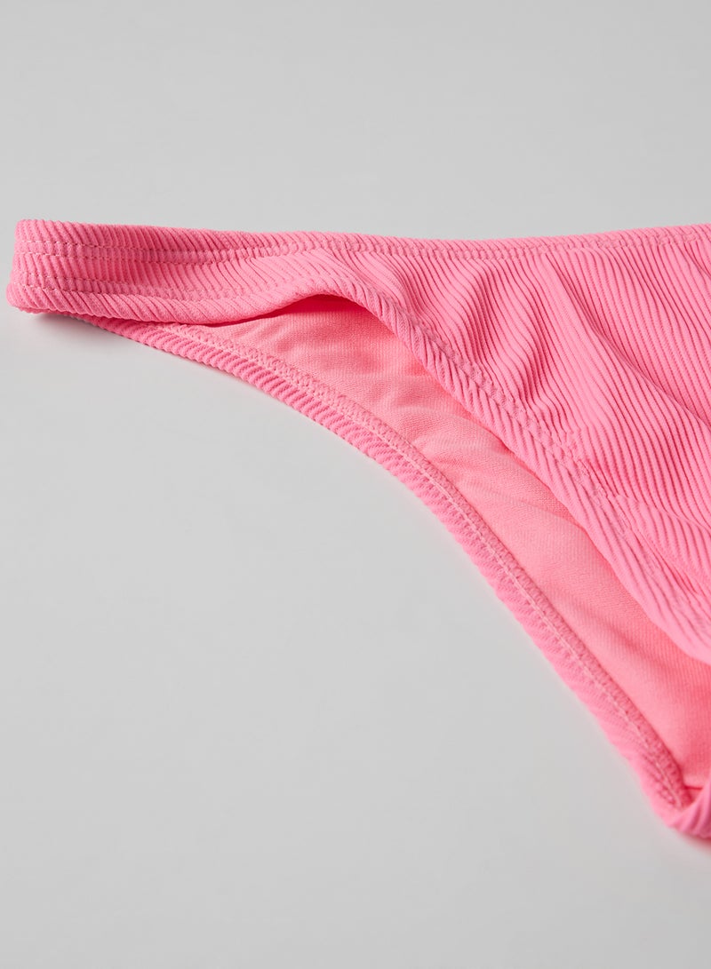 Ardene Rib High Waist Bikini Bottom Pink - Image 5