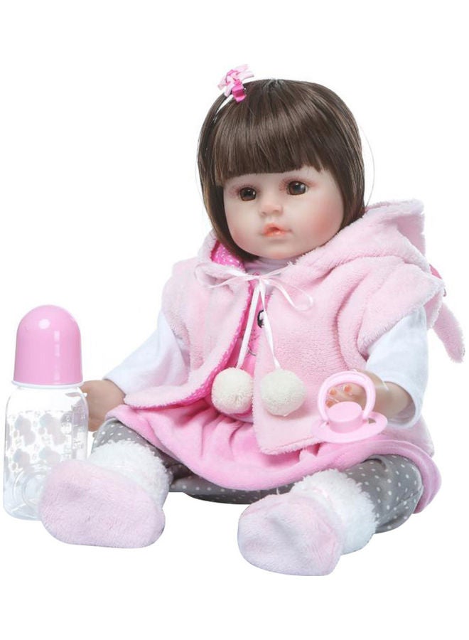 دمية طفلة حقيقية مقاس 19 بوصة ريبورن ريل لايف مع زجاجة لهاية متينة وعتيقة 45.00 x 14.00 x 23.00سم - Image 1