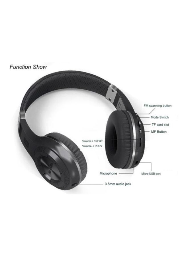 Bluedio - H-Plus Turbine Over-Ear Bluetooth Wireless Stereo Headphones Black - Image 1