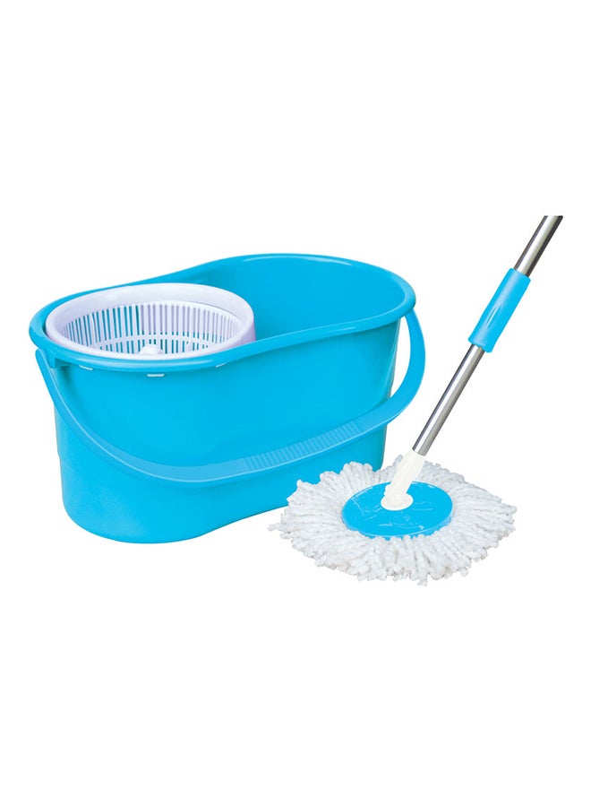 PRINCEWARE - 360 Degree Rotating Plastic Magic Mop With Bucket Set Blue - Image 1