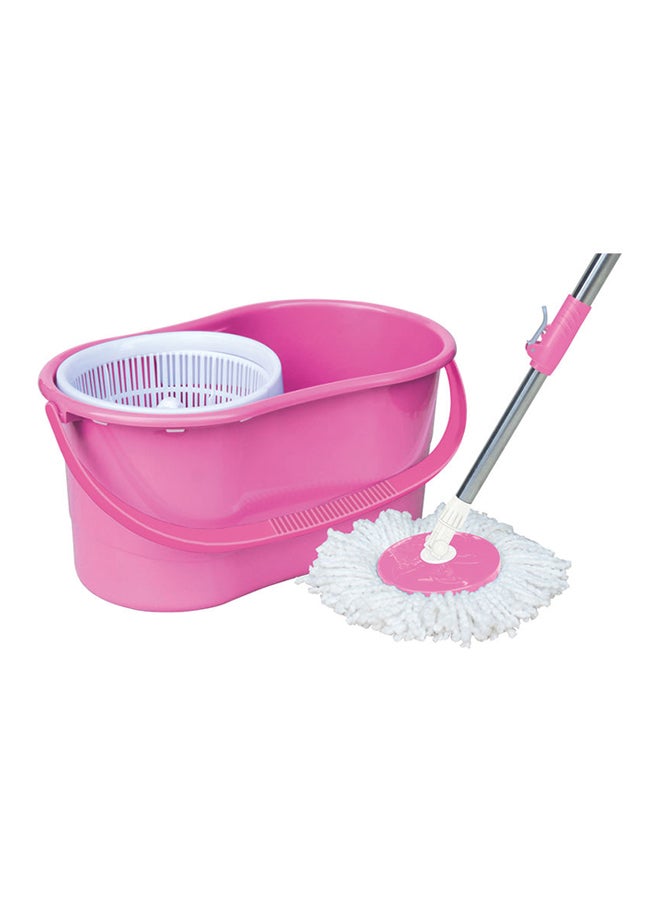 360 Degree Rotation Plastic Magic Mop With Bucket Set Pink 480x275x255mm