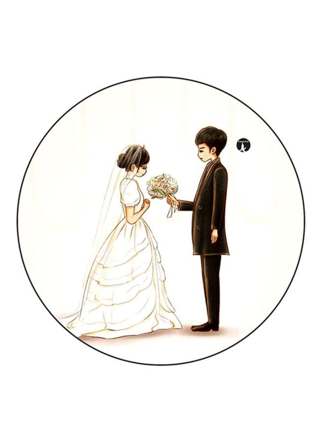 BP A Boy And Girl Printed  Mouse Pad White/Beige/Black