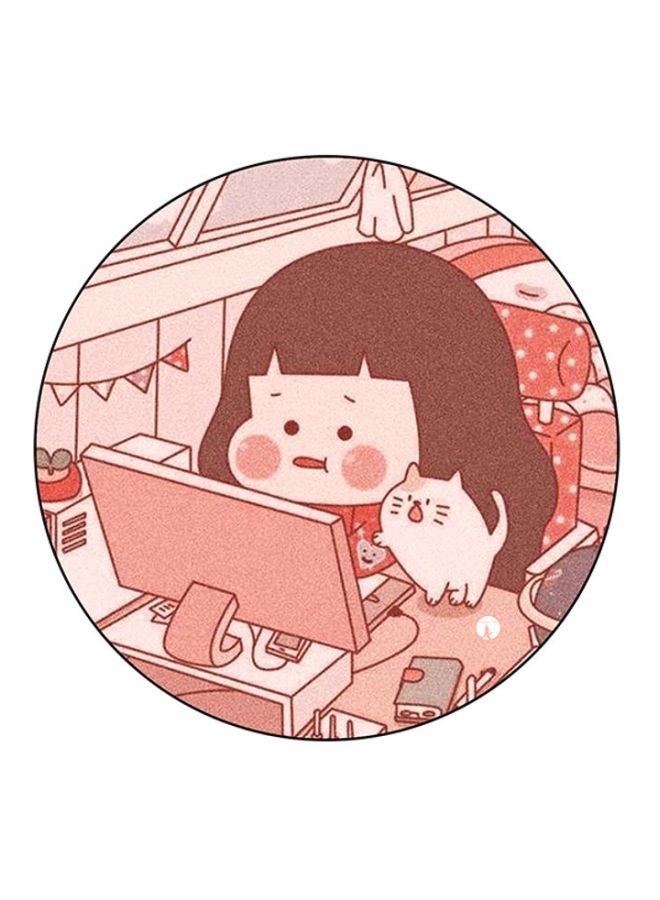 BP Printed Round Mouse Pad Pink