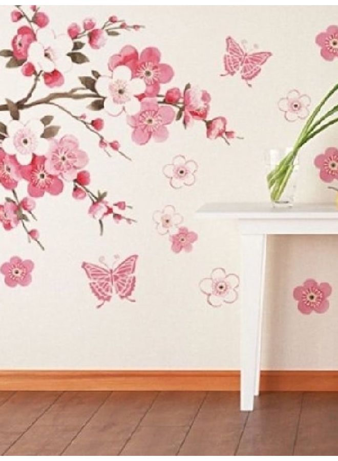 Beauenty Plum Flower Pattern Wall Art Pink/Green/White 45x60cm - Image 2