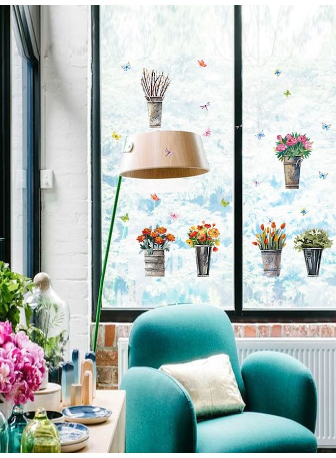 بيوينتي ملصق حائط بتصميم وعاء زهور كلاسيكي متعدد الألوان - Image 2