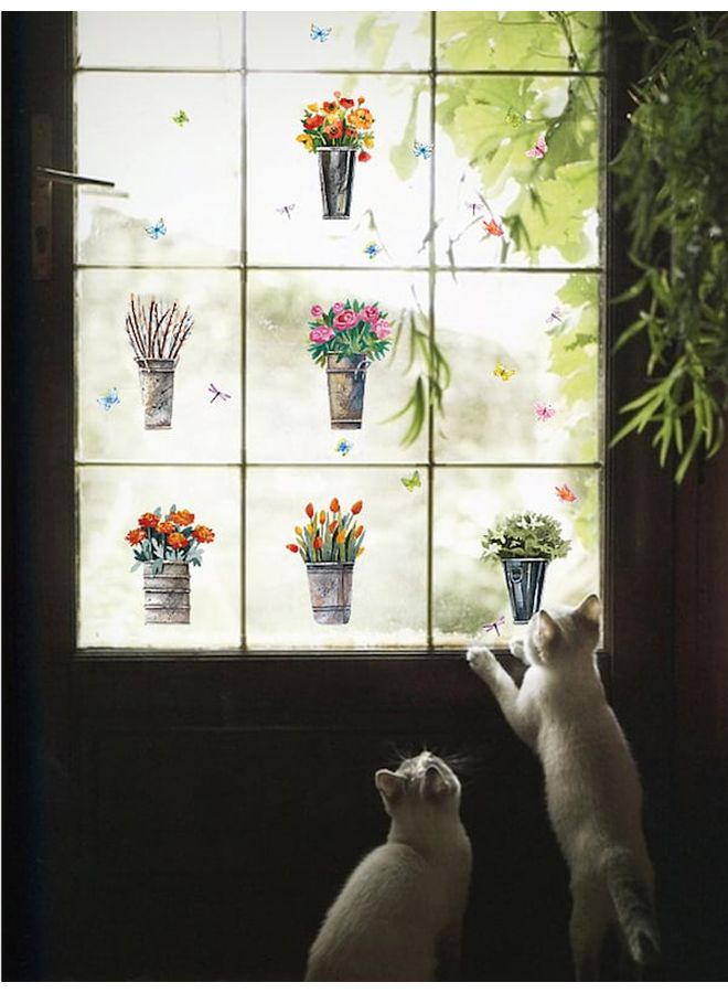 بيوينتي ملصق حائط بتصميم وعاء زهور كلاسيكي متعدد الألوان - Image 3