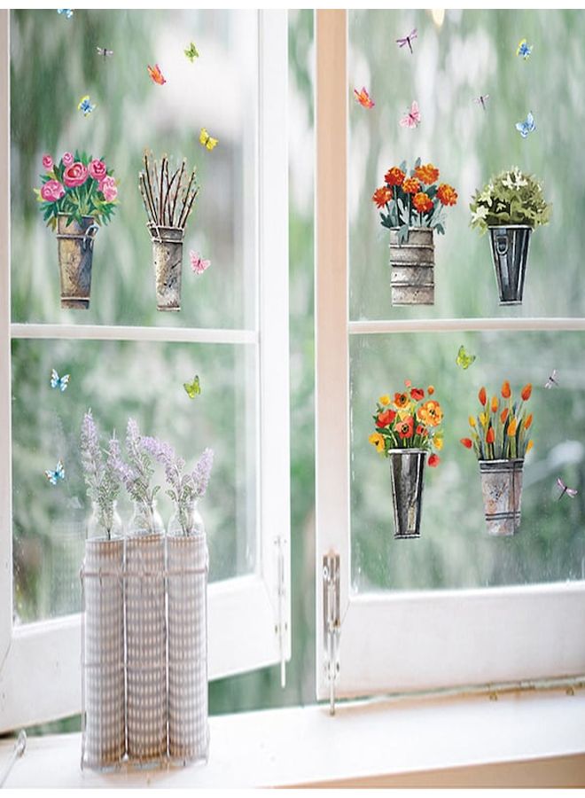 بيوينتي ملصق حائط بتصميم وعاء زهور كلاسيكي متعدد الألوان - Image 4