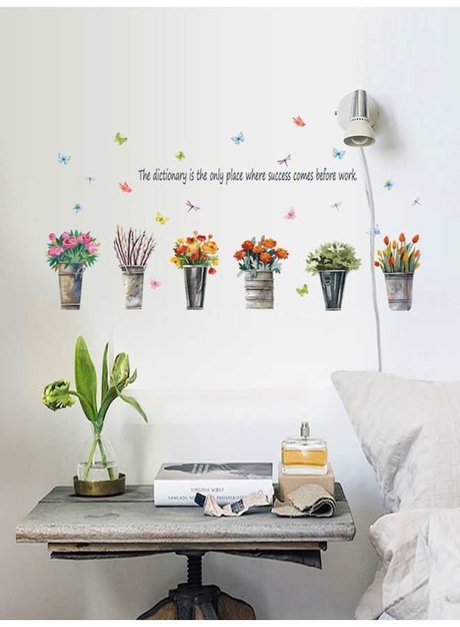 بيوينتي ملصق حائط بتصميم وعاء زهور كلاسيكي متعدد الألوان - Image 1