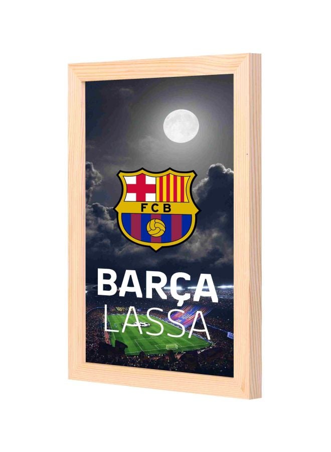 لوحة فنية من قماش الكانفاس مع إطار بطبعة شعار نادي برشلونة رمادي/أصفر/أحمر 23x33سم - Image 1