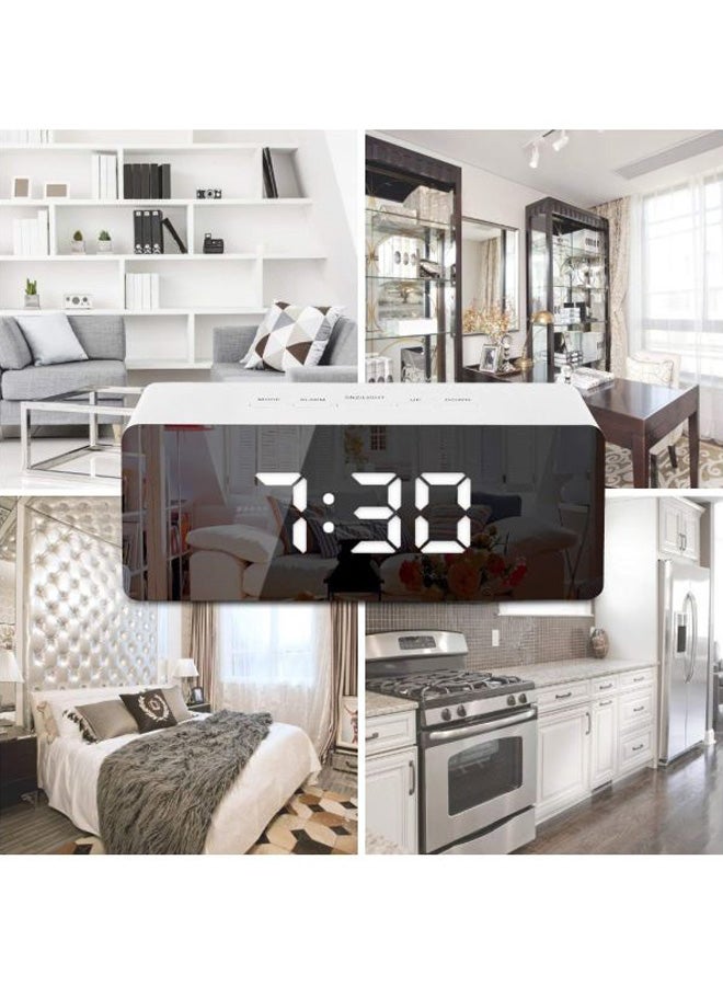 Beauenty LED Digital Mirror Alarm Clock White/Black 14x5.5x3.5cm - Image 3